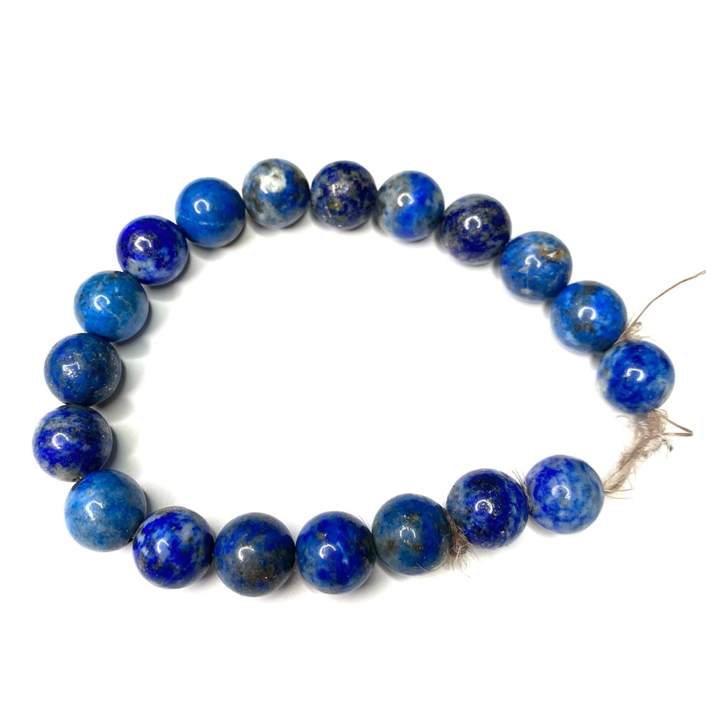 Vtg Gemstone Sky Blue Lapis Lazuli Tigers Eye Beaded Bracelet - Great Condition